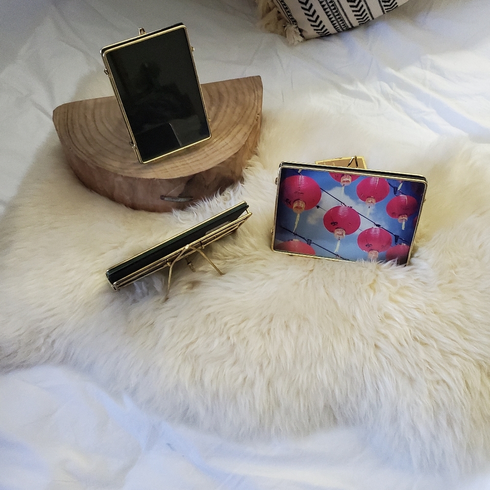 3 gold metal picture frames
